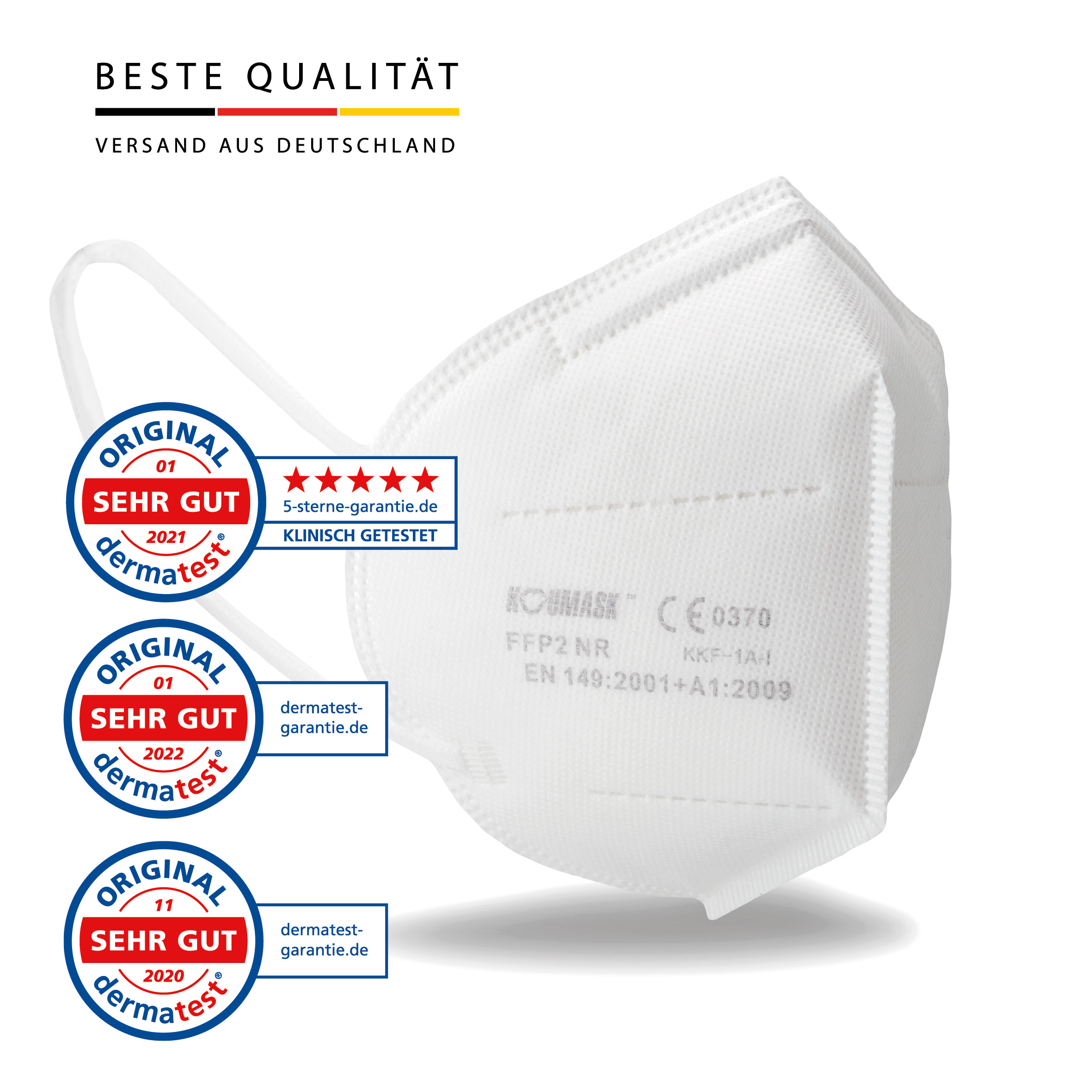 FFP2 Maske "Koumask" Weiß 08.2027 Herstellergarantie