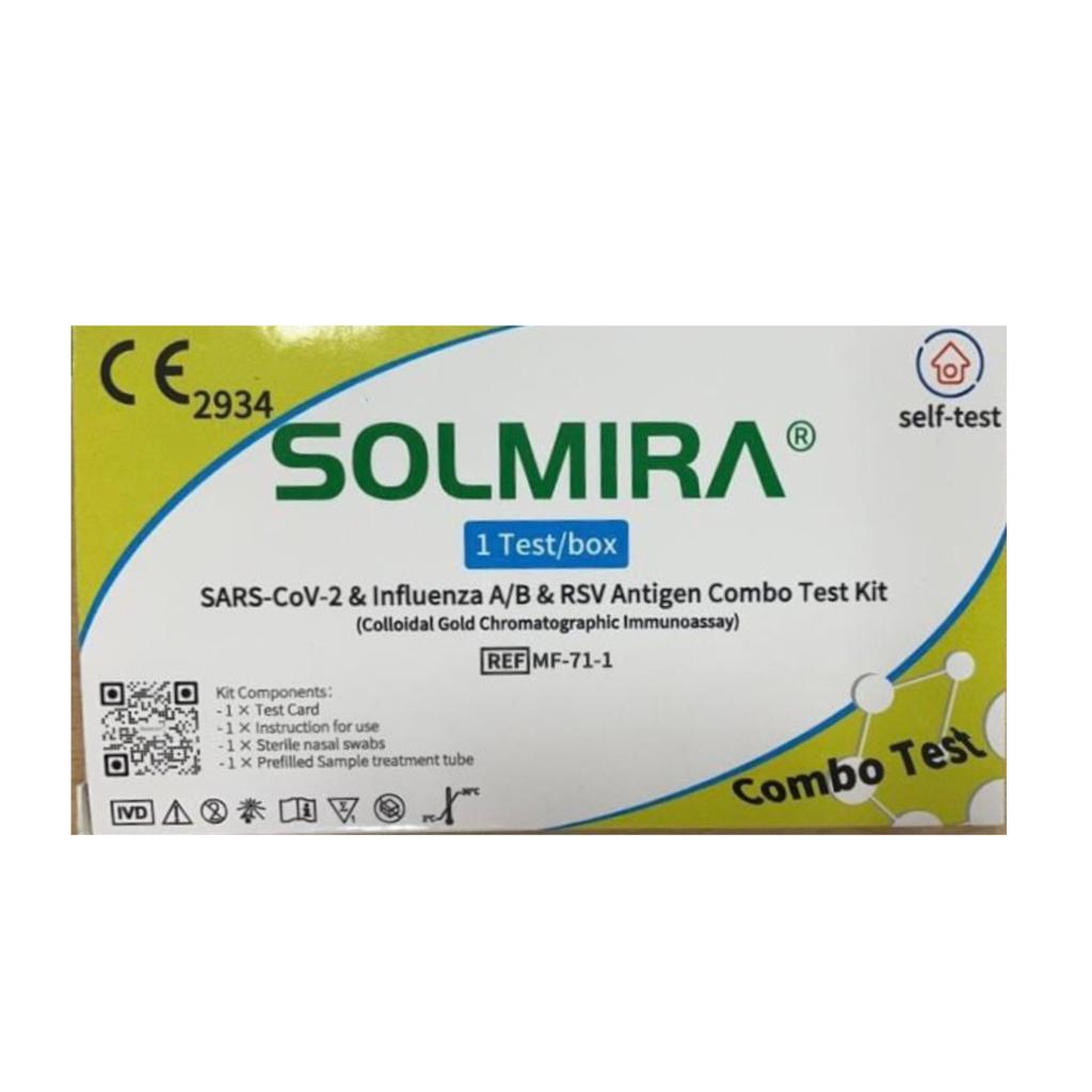 Antigentest Laien Combo SOLMIRA 1er 4/25 4in1 SARS-CoV-2 & Influenza A/B & RSV - 1er verpackt