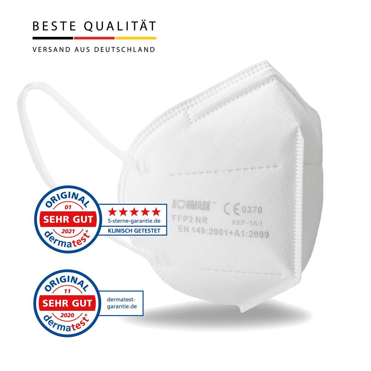 FFP2 Maske "Koumask" Einzeln Verpackt 6 er getütet CE-Kennzeichnung CE 0370 EN 149:2001 + A1:2009 KK